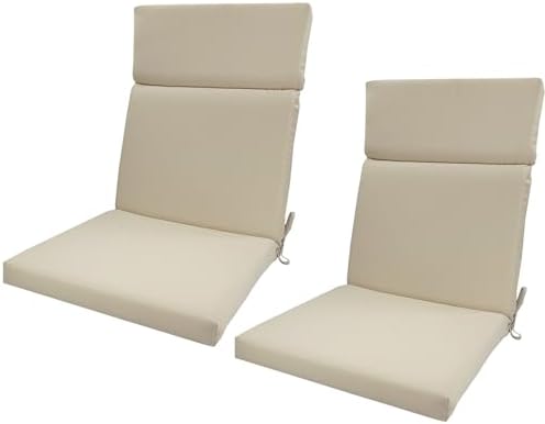 High Back Outdoor Chair Cushions 2 pcs, Water Proof Chaise Lounge Chair Cushions, Chairs Pads Stain Resistant for Camping Beach Picnic Travel Patio(A-Beige,45 x107 x 5cm) by Unknown