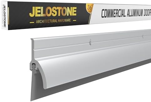 2 Pack – 36'' Door Bottom Sweep with Drip Cap (Clear Anodized) – Fire Rated Weather Stripping Door Seal Draft Stopper with Flex-V Vinyl Insert for Exterior & Interior Doors, JS-NV345 by JELOSTONE