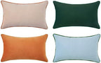 MONDAY MOOSE Decorative Throw Pillow Covers Cushion Cases, Set of 4 Soft Velvet Modern Double-Sided Designs, Mix and Match for Home Decor, Pillow Inserts Not Included (12x20 inch, Orange/Green) by MondayMoose