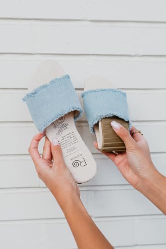 Rollasole Blue Jean Baby Foldable Denim Slides - Light Blue Jean Slip-On Sandals with Cushioned Insole & High Heel Carry Bag - Deluxe Casual Comfort - Image 2