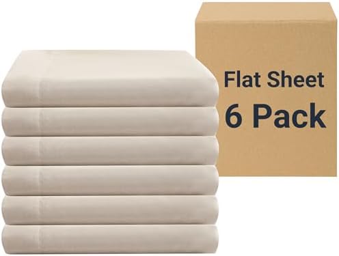 ZPECC Twin Flat Sheets Only Beige 6 Pack, Color-Coded Hem Threads by ZPECC-ABrandThatHasBeenFocusedOnBeddingFor20Years