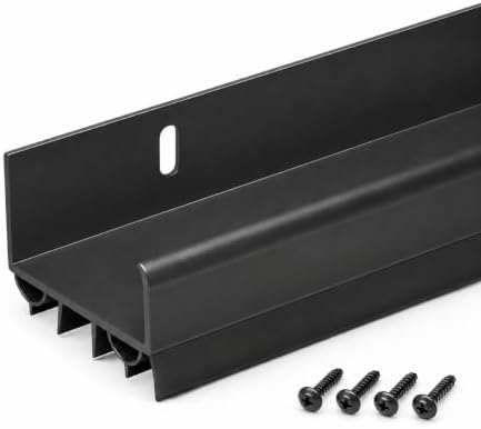 4 FT (48") PVC Slide-On Door Bottom | Adjustable Plastic Weatherstrip Door Bottom with Drip Cap | for 1 3/4” Doors | Fits Gaps 3/8” to 7/8” | Made in The USA (Black) by RandallManufacturing