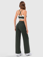 Wide Leg Yoga Pants for Women with Pockets, High Waist & Front Pleated Casual Lounge Palazzo Trousers for Workout - Image 4