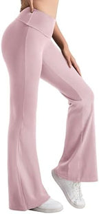 MOOSLOVER Women Flare Leggings Fold Over Bootcut Yoga Pants Casual Y2K Lounge Pants Comfy Cotton Leggings - Image 2