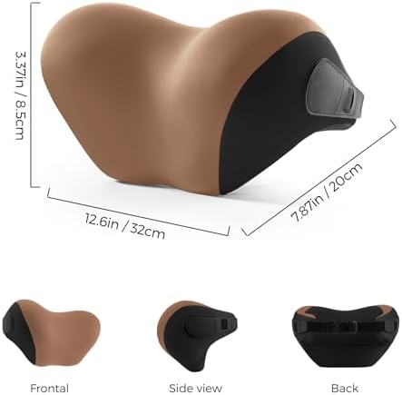 BEBAS Ergonomic Car Headrest Pillow, Memory Foam Neck Support, Brown - Image 2
