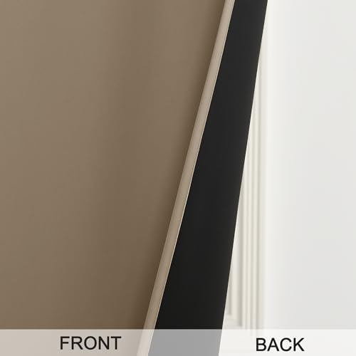 RYB HOME 2 Panels 100% Blackout French Door Curtains Set of 2 - W26 x L72, Mocha - No Drill Door Window Curtains Thermal Insulated Privacy Assured Shades for Front Entrance - Image 7