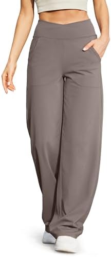 G4Free EverGoing Wide Leg Yoga Pants for Women Crossover Waist with Pockets by G4Free