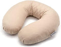 Buckwheat Neck Pillow for Sleeping U Shaped Pillow Cooling Travel Head Support Pillow for Neck Pain Relief Side Sleepers Buckwheat Hulls Concealed Zipper (12x12 inch, Light-tan) by EDOMI