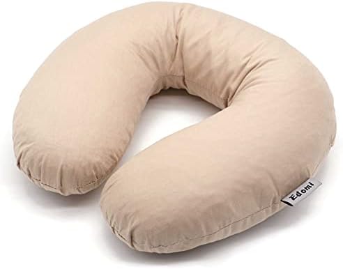 Buckwheat Neck Pillow for Sleeping U Shaped Pillow Cooling Travel Head Support Pillow for Neck Pain Relief Side Sleepers Buckwheat Hulls Concealed Zipper (12x12 inch, Light-tan) by EDOMI