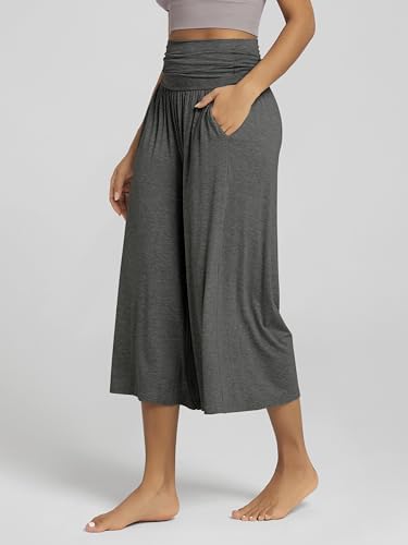 ODODOS Women's Wide Leg Palazzo Lounge Cropped Pants with Pockets Light Weight Comfy Pajama Capri Pants-20/22"/ 24" Inseam - Image 2