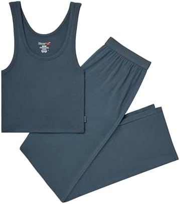 Hanes Women's Originals SuperSoft Comfywear 2 Piece Crop Tank & Lounge Pants Loungewear Set - Image 3