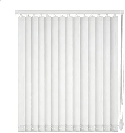 Vertical Blinds Window Shades for Sliding Glass Doors 42" 45" 48" 50" 52" 60" 72" 80" 86" 88" Blackout Door Shades Cordless Light-Filtering Fabric Window Blind for Home or Office(White) by Custom