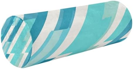 Bolster Pillow Cotton Neck Roll Pillow for Sleeping Outdoor Round Pillows Cylinder Pillow Decorative Cervical Pillow Covers with Zipper Cyan Stripe by Caihoyu