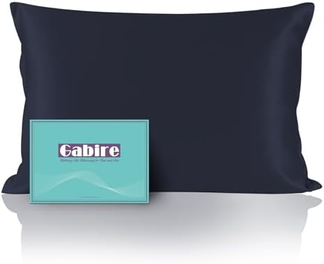 Gabire Mulberry Silk Pillowcase for Hair and Skin Cool Pillow Cases Both Sides Real Silk Pillowcases Organic Silk Pillowcase with Hidden Zipper, Navy Blue, King (20"×36") by MulberrySilkPillowcases