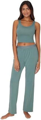 Hanes Women's Originals SuperSoft Comfywear 2 Piece Crop Tank & Lounge Pants Loungewear Set by Hanes