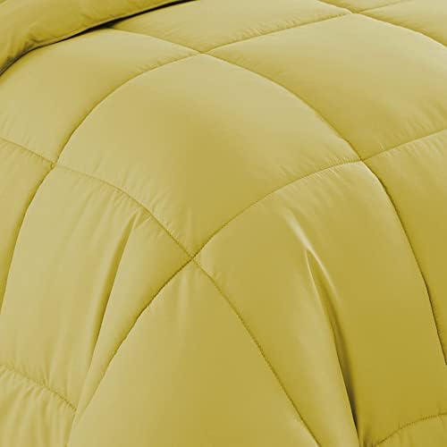 Sweet Home Collection 5 Piece Comforter Set Bag Solid Color All Season Soft Down Alternative Blanket & Luxurious Microfiber Bed Sheets, Yellow, Twin - Image 4