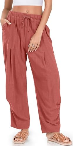 TARSE Womens Linen Barrel Pants Casual Summer Travel Lounge Trousers by TARSE