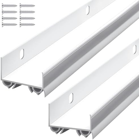 Lineshading 2 Sets U-Shaped Door Sweep 1 3/4" x 36", PVC Door Seal, White by Lineshading