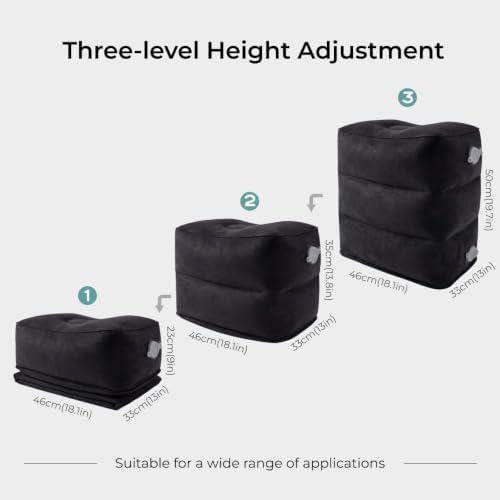Inflatable Travel Foot Rest Pillow with 700mAh Rechargeable Air Pump, No Manual Blowing Adjustable Height Leg Rest Pillow, Lightweight Portable Pillow for Airplane, Office, Train & Car - Image 2