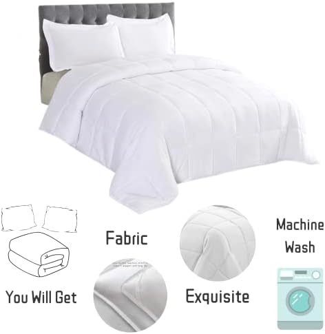 HOMME King Size 3 Pieces All Season Soft Comfortable Down Alternative Reversible Quilted Oversize Comforter Set School Dorm, Machine Washable - Image 3