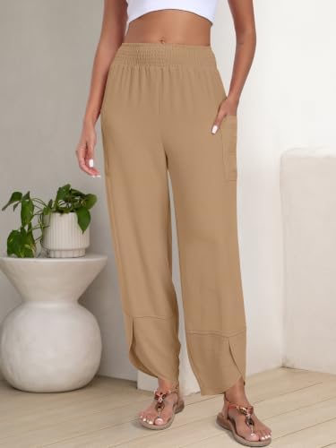 ANRABESS Womens Wide Leg Palazzo Capri Barrel Pants Cropped Trousers - Image 3