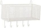 Bedside Hanging Storage Basket, Iron Shelf, Portable Hanging Organizer, Shelf for Bed, Bunk Bed, Dorm Room, White, L with Hooks - Image 5