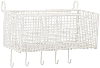 Bedside Hanging Storage Basket, Iron Shelf, Portable Hanging Organizer, Shelf for Bed, Bunk Bed, Dorm Room, White, L with Hooks - Image 5