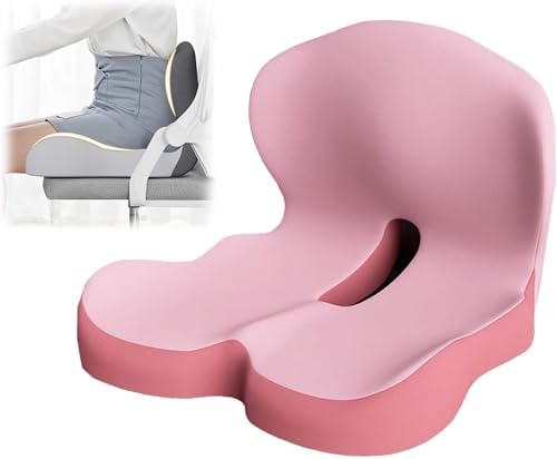Orthopedic Cushion Seat Cushion,L-Shaped Lumbar Support,Breathable,Design for Office Chair,Car,Wheelchair Ergonomic Non Slip MemoryFoam Seat Skin with Back Support (Pink) by Unknown