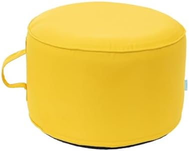 QILLOWAY Inflatable Outdoor Ottoman for Patio, Waterproof Round Pouf, Inflatable Foot Rest, Outdoor Footstool for Poolside, Garden，Camping,Yellow by QILLOWAY