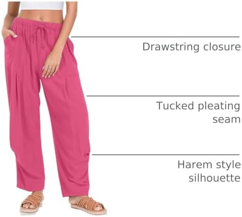 TARSE Womens Linen Barrel Pants Casual Summer Travel Lounge Trousers - Image 4