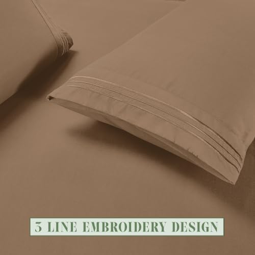 Elegant Comfort Luxury Soft 6-Piece 1500 Premium Hotel Quality Bed Sheet Set with Extra Deep Pockets 18-24 Inch, Wrinkle Free, Storage Pockets, Extra Deep Pocket 6PC Sheets, Queen, Tan - Image 7