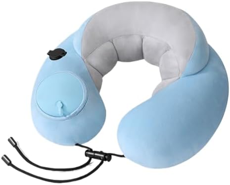 QUQUQ Travel Neck Pillow for Sleeping Inflatable U-Shaped Foldable Office Travel Neck Support Pillow Comfortable(Blue 1) by Unknown