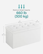 SONGMICS 30 Inches Folding Storage Ottoman Bench with Flipping Lid - Image 3