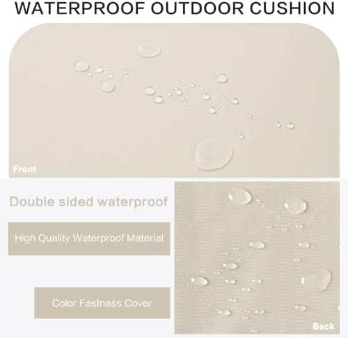 Outdoor Bench Cushion Waterproof with Memory Foam,Patio Bench Cushions for Outdoor/Indoor Furniture Porch Swing Cushion with Handle and Adjustable Strap,Cream Beige,48x18 Inch - Image 3