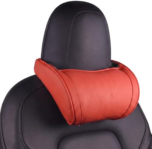 Universal Memory Foam Car Headrest Neck Pillow, Red, 2 by Seivble