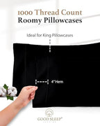 1000 TC Black King Pillowcases Set of 4 100% Egyptian Cotton Pillow Cases - Image 4