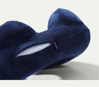 QUQUQ Travel Neck Pillow for Sleeping Inflatable Travel Pillow Velvet Neck Pillows with Storage Bag for Airplanes Comfortable(Blue-A) - Image 6