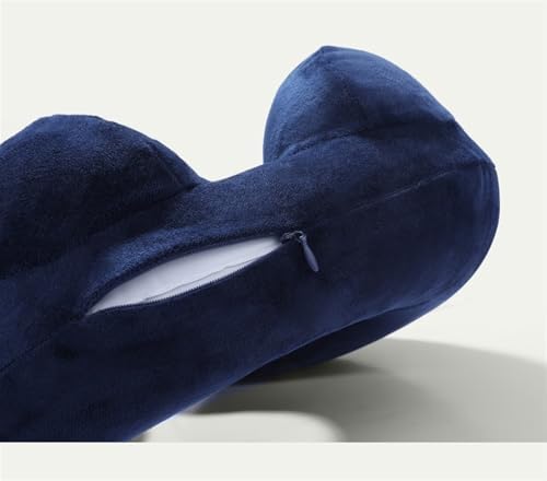 QUQUQ Travel Neck Pillow for Sleeping Inflatable Travel Pillow Velvet Neck Pillows with Storage Bag for Airplanes Comfortable(Blue-A) - Image 6