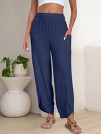 ANRABESS Womens Wide Leg Palazzo Capri Barrel Pants Cropped Trousers - Image 3