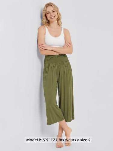 ODODOS Women's Wide Leg Palazzo Lounge Cropped Pants with Pockets Light Weight Comfy Pajama Capri Pants-20/22"/ 24" Inseam - Image 4