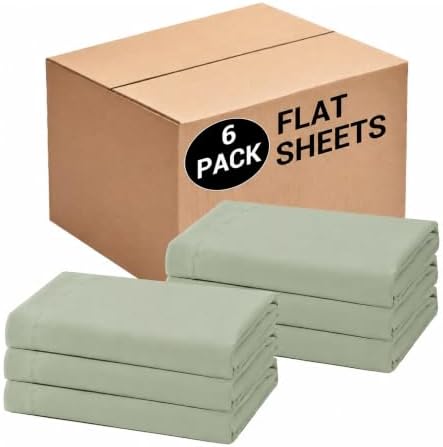 CULVE Bulk King Microfiber Flat Sheets Only, 6 Pack (105x102,Sage Green) by Culve