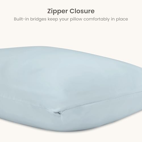 Bioweaves 100% Organic Cotton Body Pillow Cover for Body Pillowcases 300 Thread Count Soft Sateen Weave GOTS Certified with Zipped Closure - 21" x 54", Shore, Pack of 2 - Image 4
