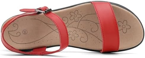Women's Classic Flat Sandals Leather Open Toes Memory Foam One Band Ankle Strap Adjustable Slip On Shoes - Image 6