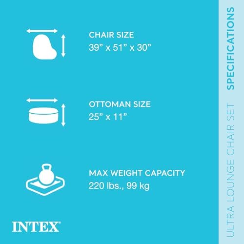 Intex Inflatable Ultra Lounge Chair with Cup Holder and Ottoman Set (2 Pack) - Image 4