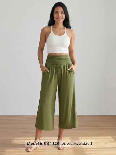 ODODOS Women's Wide Leg Palazzo Lounge Cropped Pants with Pockets Light Weight Comfy Pajama Capri Pants-20/22"/ 24" Inseam - Image 4
