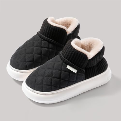 Women's Slip On Ankle Boot Slippers 2026, Closed Toe Winter Design: Diamond Quilted Upper - Ribbed Foldover Cuff | Plush Fleece Lining Thick Platform Outsole/Indoor Outdoor Lounge Travel Wear - Image 3