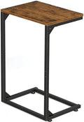Simple Trending C Shaped End Table, Small Side Table, TV Trays for Couch, Sofa Table for Living Room, Bedside, Rustic Brown by SimpleTrending