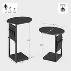 Vagusicc C Shaped End Table, Adjustable Height Small Side Table for Couch and Recliner, 32" Tall Couch Side Table Slide Under Sofa Tray Desk with Storage Bag for Living Room and Bedroom, Black - Image 2
