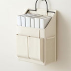 Wall-Mounted Hanging Storage Organizer Space-Saving Hanging Storage Organizer with Metal Hook Bedside Pocket for Bunk Beds, Cream - Image 7