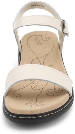 Women's Classic Flat Sandals Leather Open Toes Memory Foam One Band Ankle Strap Adjustable Slip On Shoes - Image 6